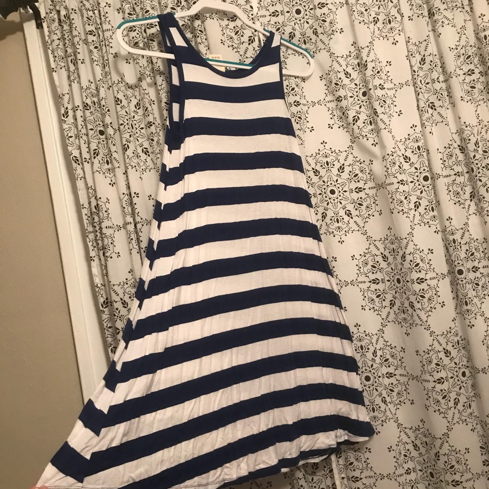 Navy and white swing dress